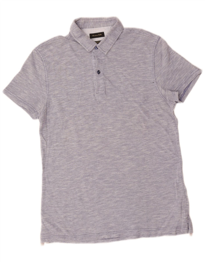 Massimo Dutti Herre Casual Fit Polo Shirt Medium Blue Flecked Bomuld