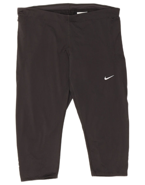 Nike Dame Dri Fit Capri Træningsdragt Bukser UK 16 Large Black Polyester