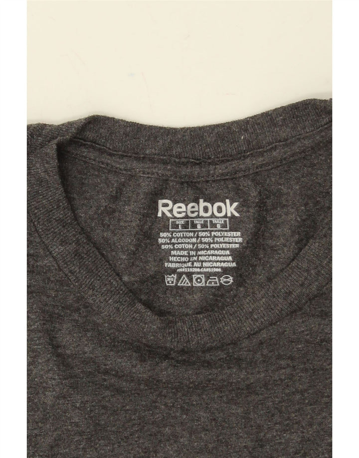 REEBOK Mens T-Shirt Top Large Grey Cotton