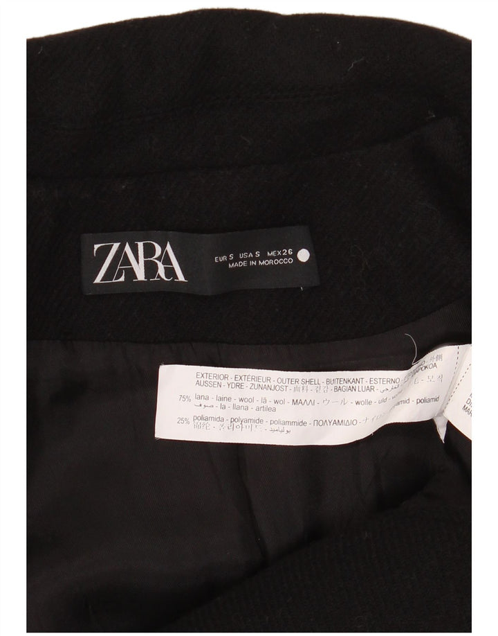 Zara Dame Overfrakke UK 10 Lille Sort Uld