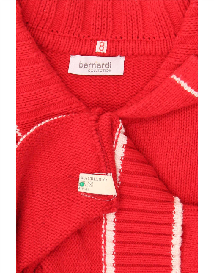 Bernardi Dame Grafisk Cardigan Sweater med fuld lynlås US 8 Medium Rød Bomuld