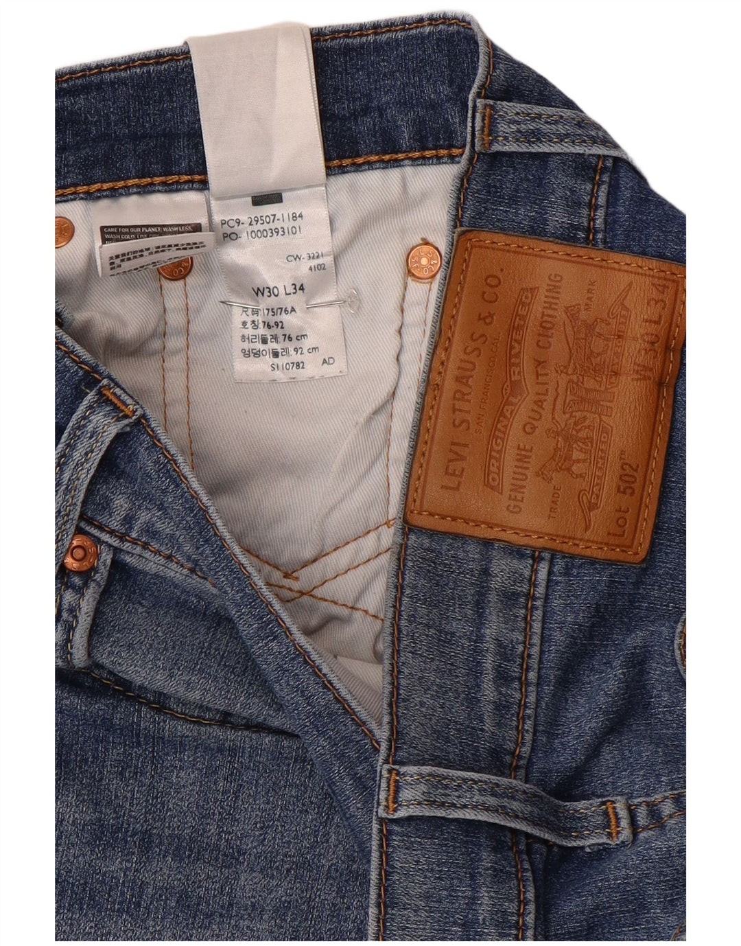 Levi's Herre 502 tilspidsede jeans W30 L34 blå bomuld
