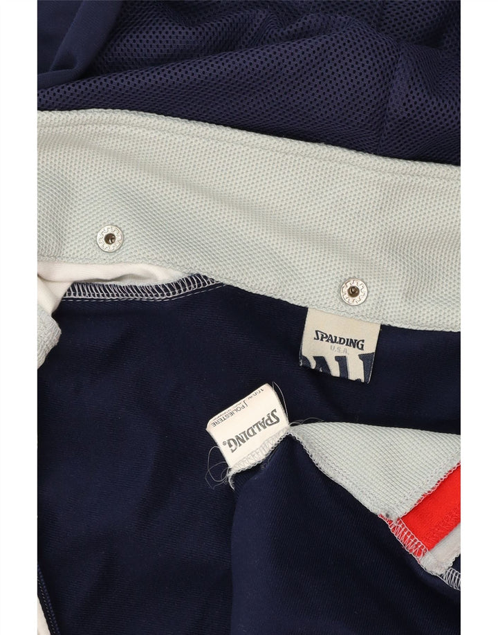 SPALDING Mens Hooded Tracksuit Top Jacket 2XL Navy Blue Colourblock Vintage Spalding and Second-Hand Spalding from Messina Hembry 