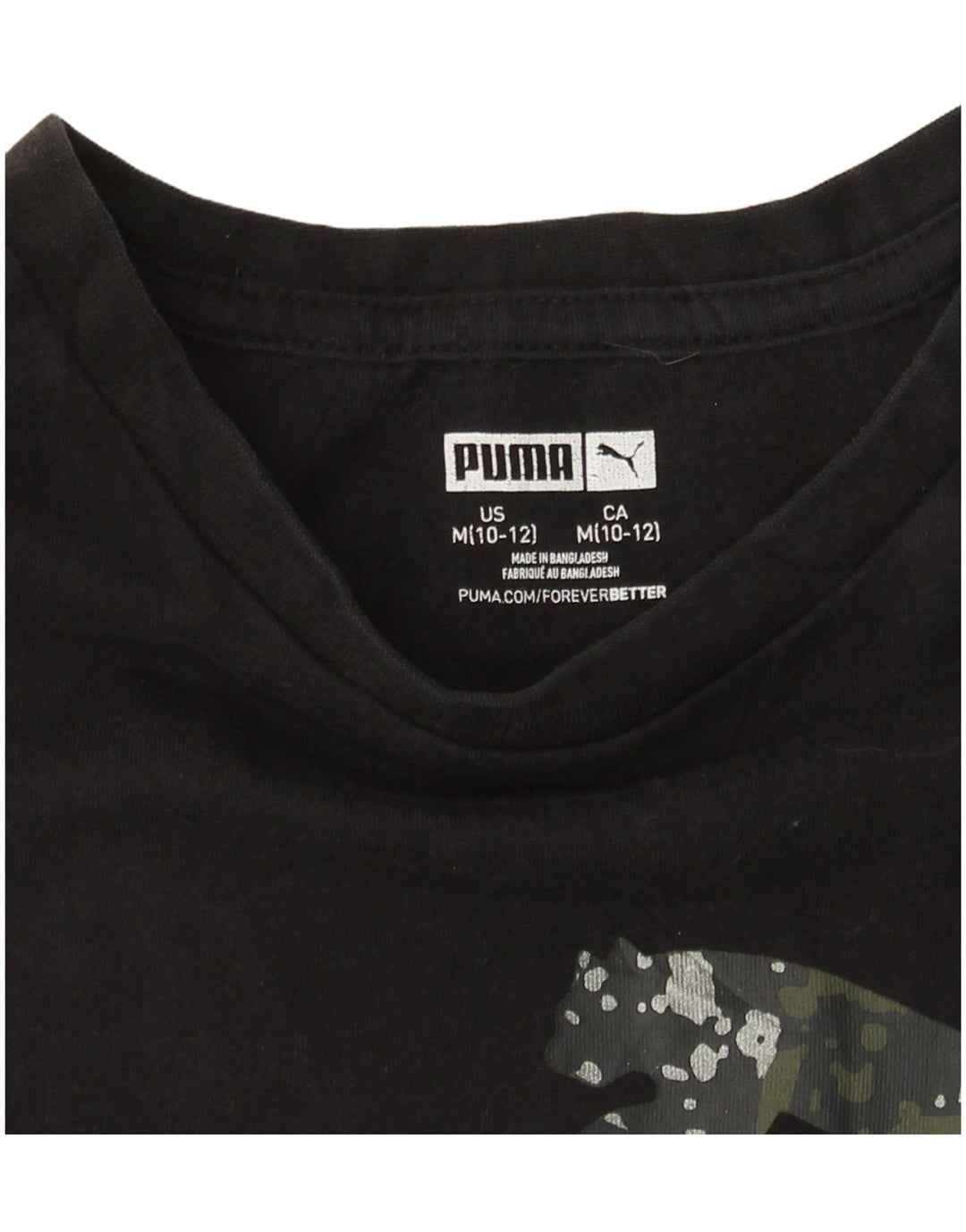 PUMA Piger Grafisk T-Shirt Top 10-11 År Medium Sort