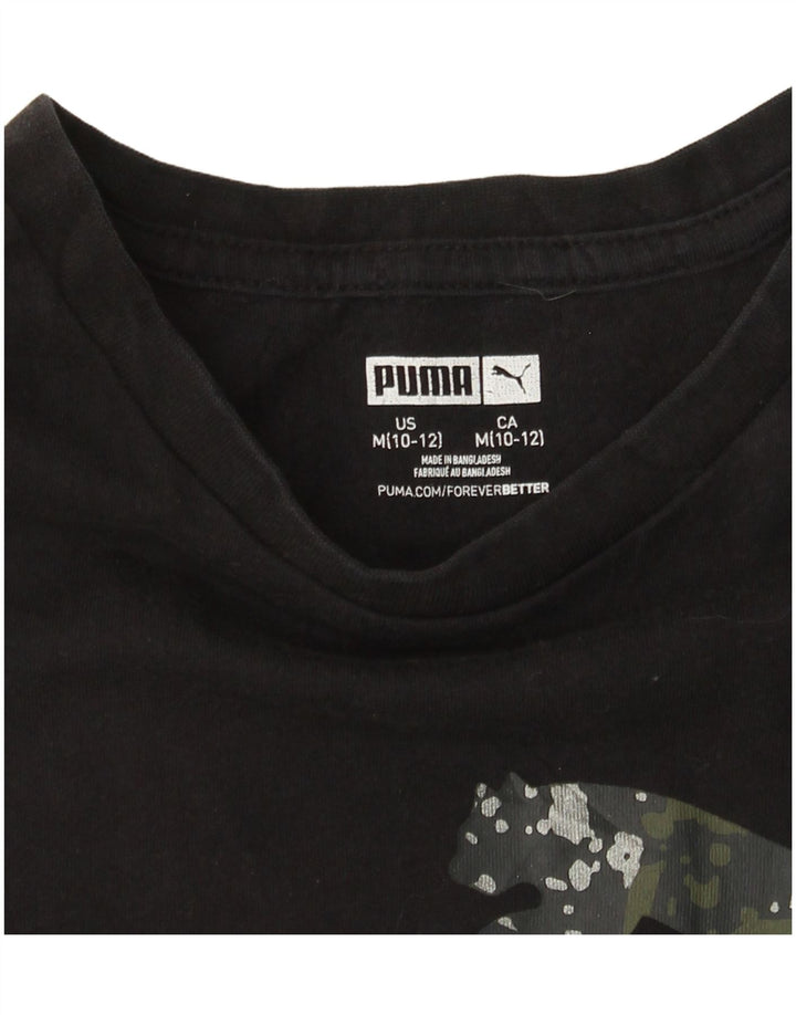 PUMA Piger Grafisk T-Shirt Top 10-11 År Medium Sort