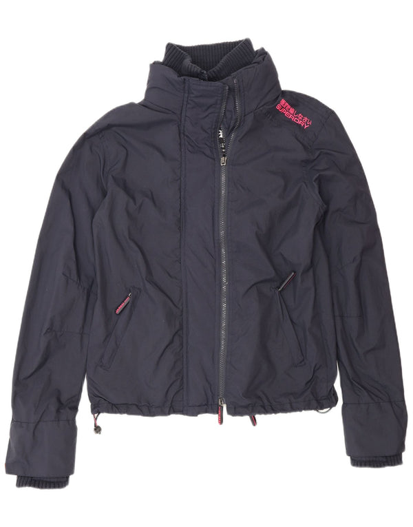 Superdry Windbreaker-jakke til kvinder UK 16 Stor marineblå nylon