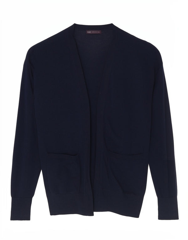 Marks & Spencer Dame Longline Open Cardigan Sweater UK 6 XS Navy Blue