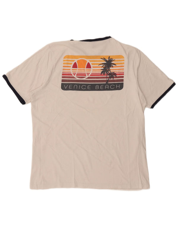 Ellesse Herre Grafisk T-Shirt Top 4XL Hvid Bomuld