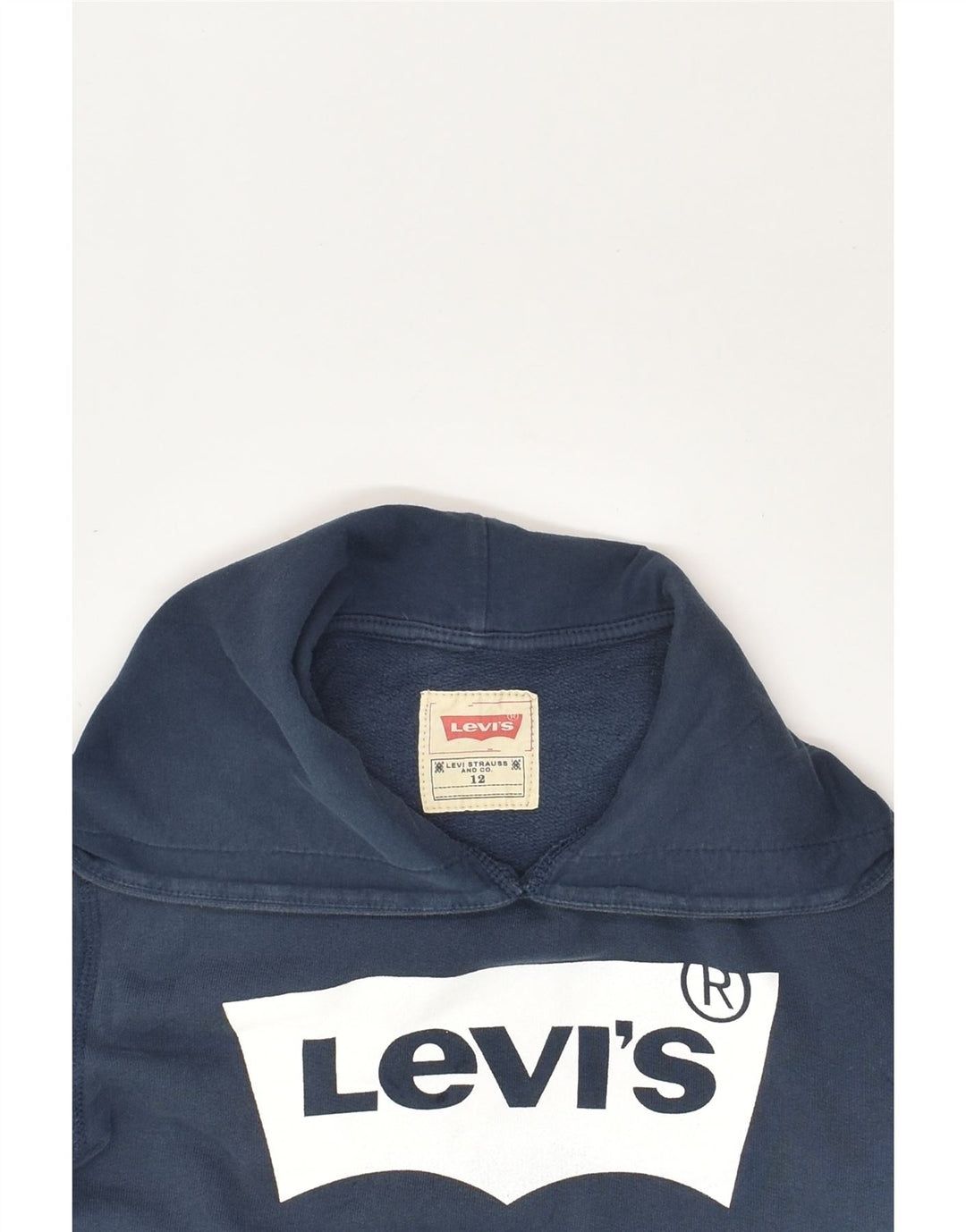 LEVI'S Boys Graphic Hoodie Jumper 11-12 Years Navy Blue Cotton | Vintage Levi's | Thrift | Second-Hand Levi's | Used Clothing | Messina Hembry 