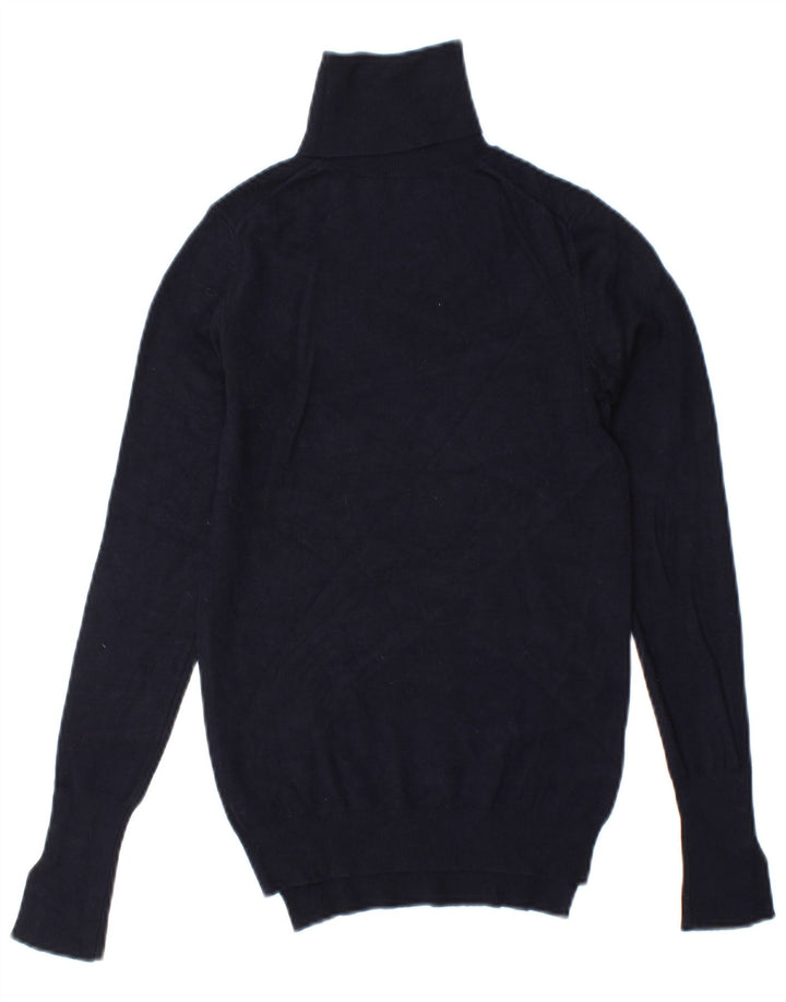 Zara Dame Rullehals Sweater UK 10 Small Navy Blue