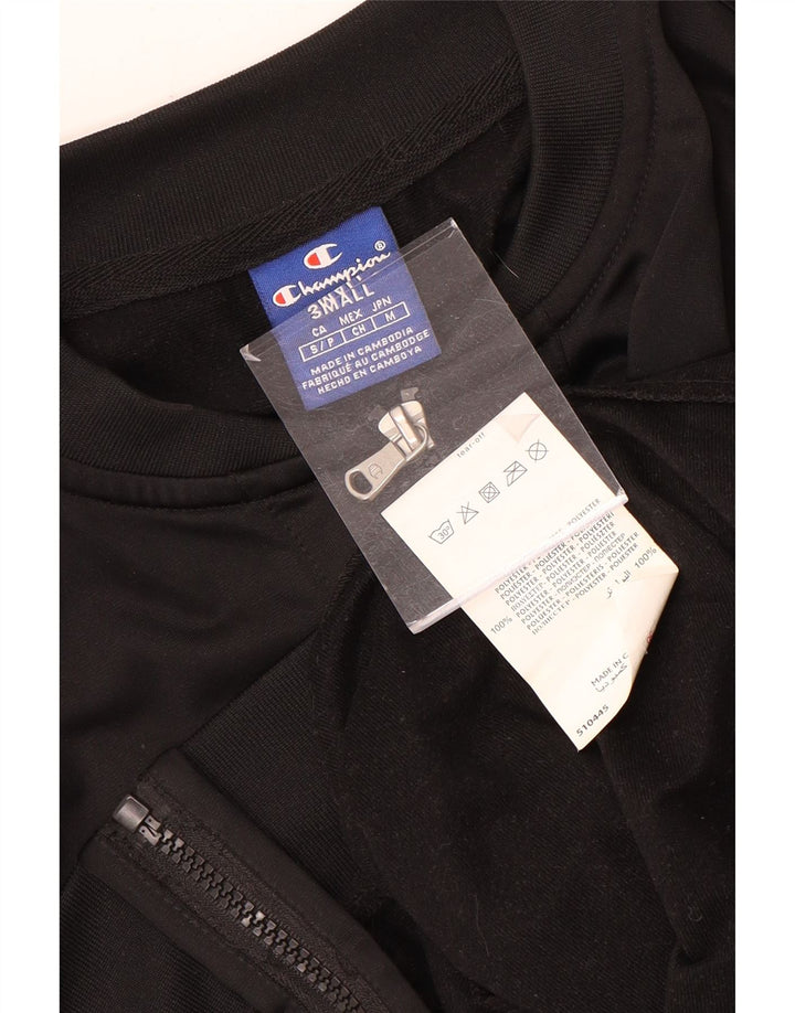 Champion Womens Crop Graphic Tracksuit Top Jacket UK 10 Small Black