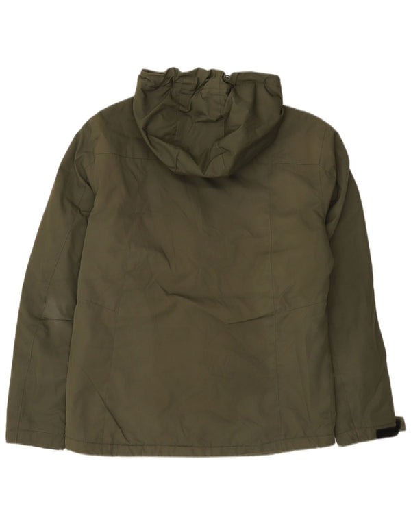 Jack & Jones Herre Hooded Windbreaker Jacket UK 40 Large Khaki Colourblock