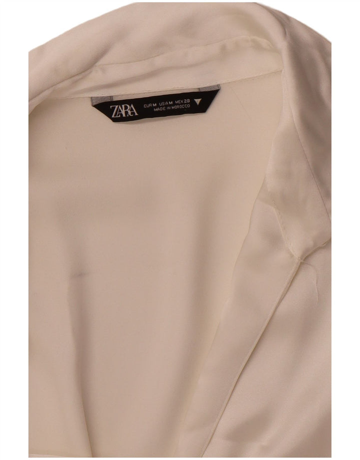 ZARA Dame Pullover Shirt Dress UK 14 Medium White Silke