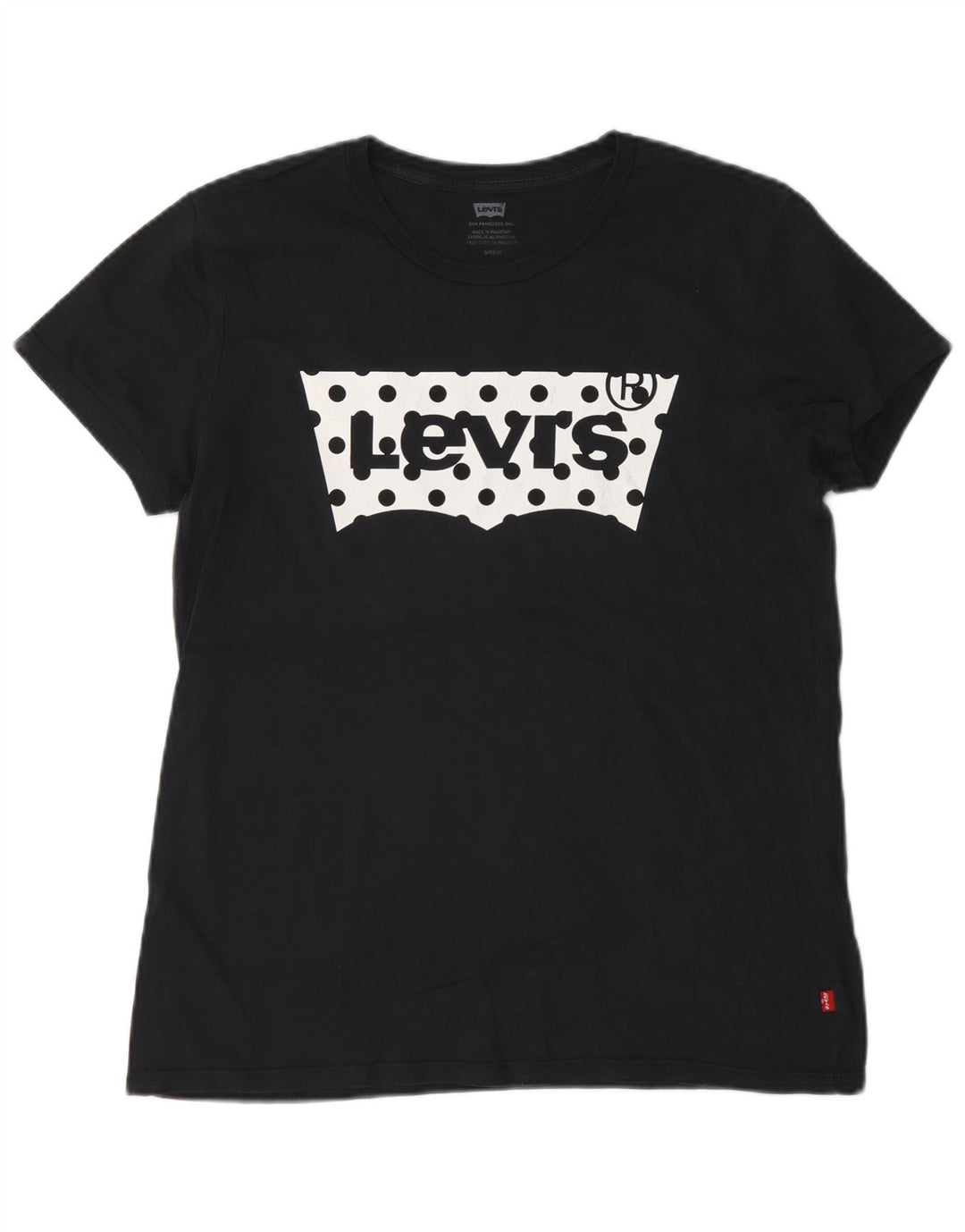 Levi's Dame Oversized grafisk T-shirt Top UK 10 Lille Sort