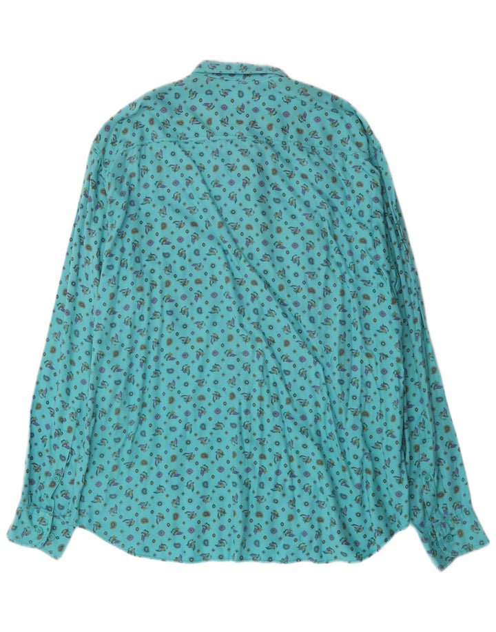 Benetton herreskjorte XL turkis modal fugl