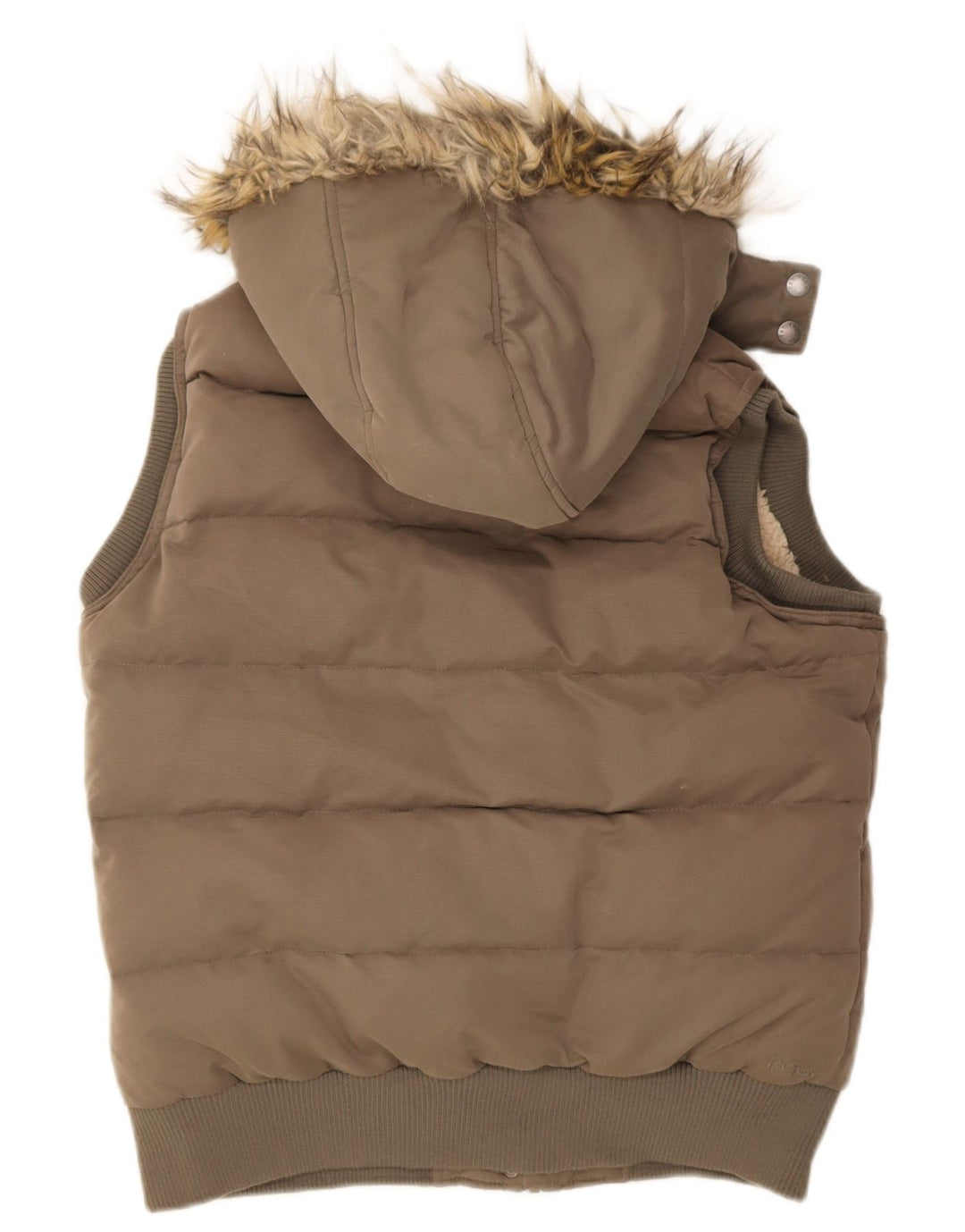 Fat Face Dame Hætte Polstret Jakke UK 14 Medium Khaki Polyester