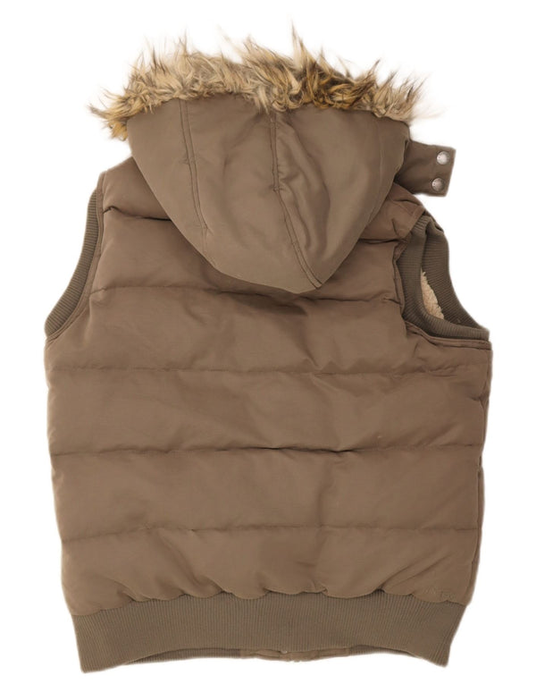 Fat Face Dame Hætte Polstret Jakke UK 14 Medium Khaki Polyester