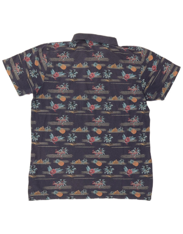 Jack & Jones herre poloskjorte stor marineblå blomsterbomuld