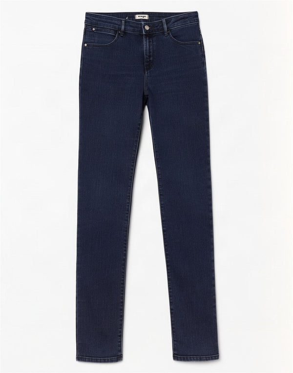 Wrangler Dame Slim Jeans W28 L34 Marineblå Bomuld