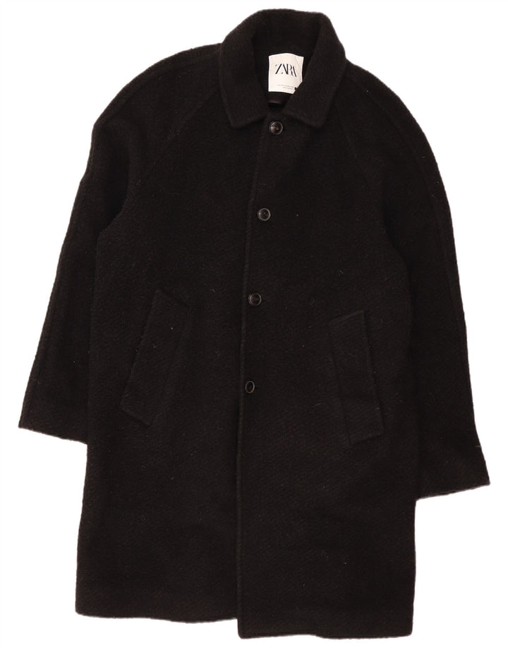 Zara Herre Overfrakke UK 40 Stor Sort Uld