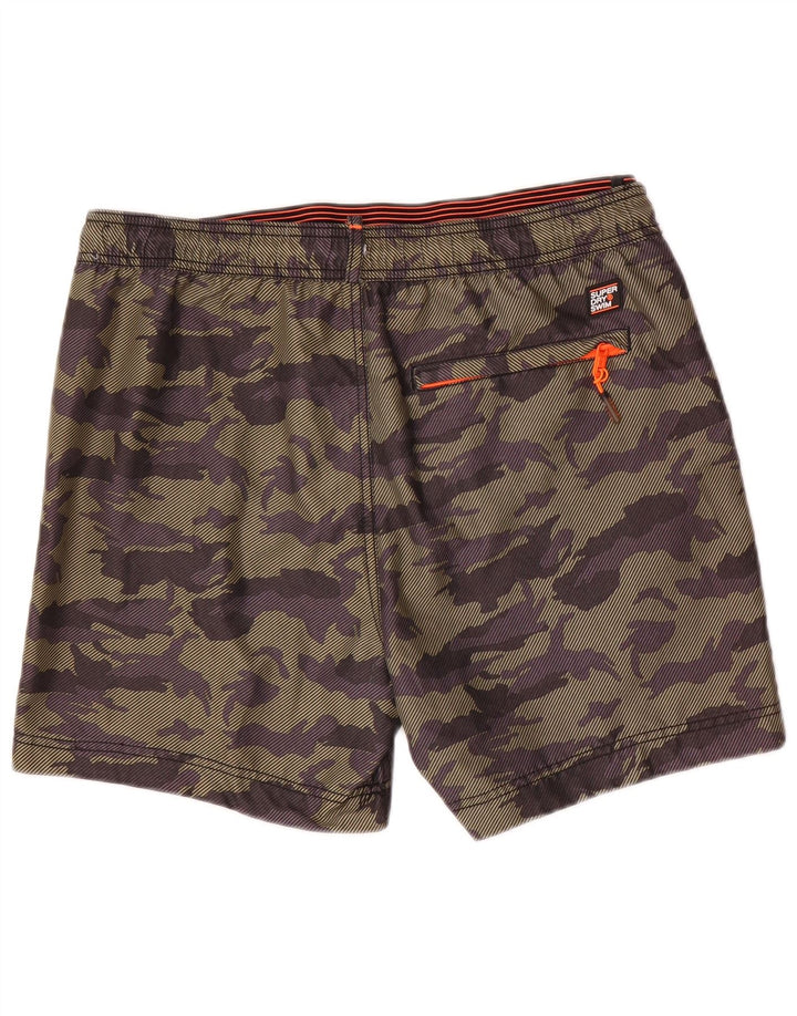 Superdry grafiske badeshorts til mænd, store Khaki Camouflage Polyester