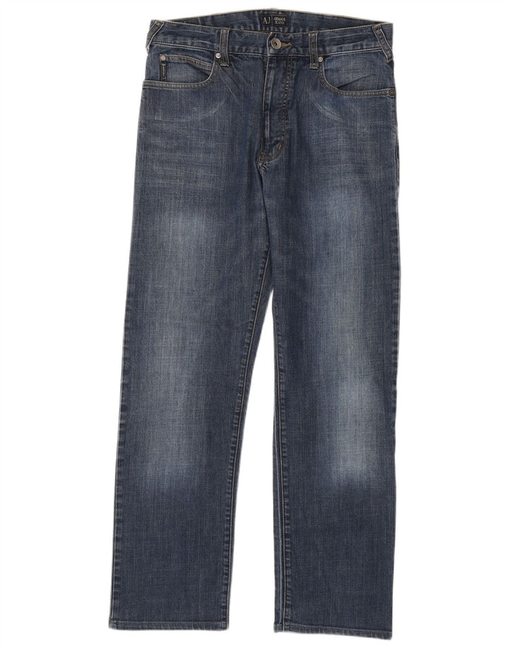 Armani Straight Jeans til mænd W32 L31 Blå Bomuld
