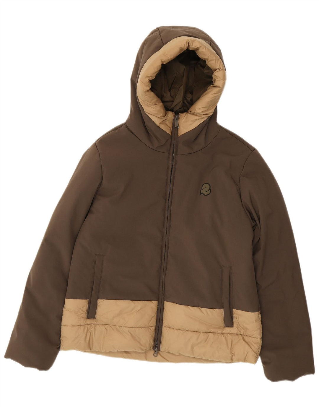 Invicta Polstret hættejakke til kvinder UK 14 Medium Brown Colourblock