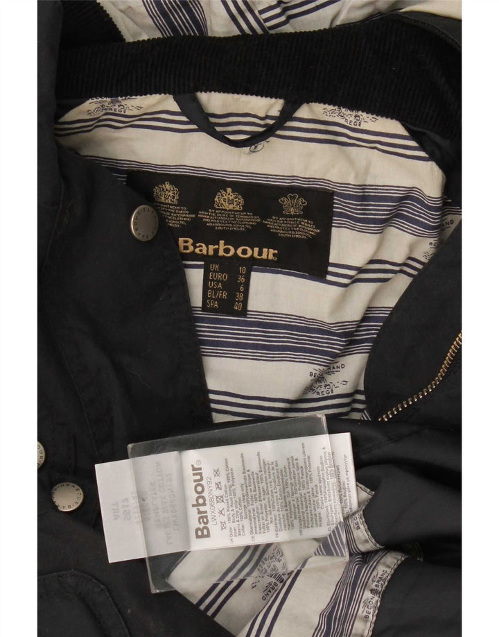 Barbour Dame Hætte Oversized Parka Jacket UK 10 Small Black Bomuld