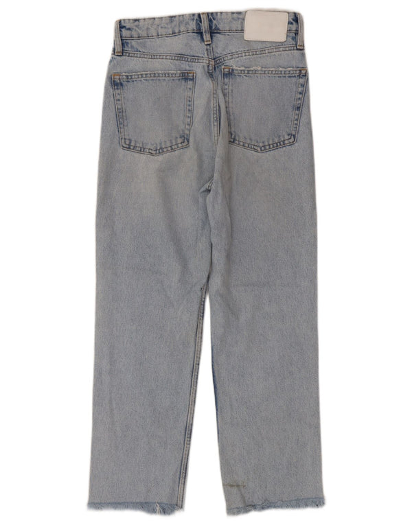 Zara Dame Crop Straight Jeans EU 34 2XS W24 L25 Blå