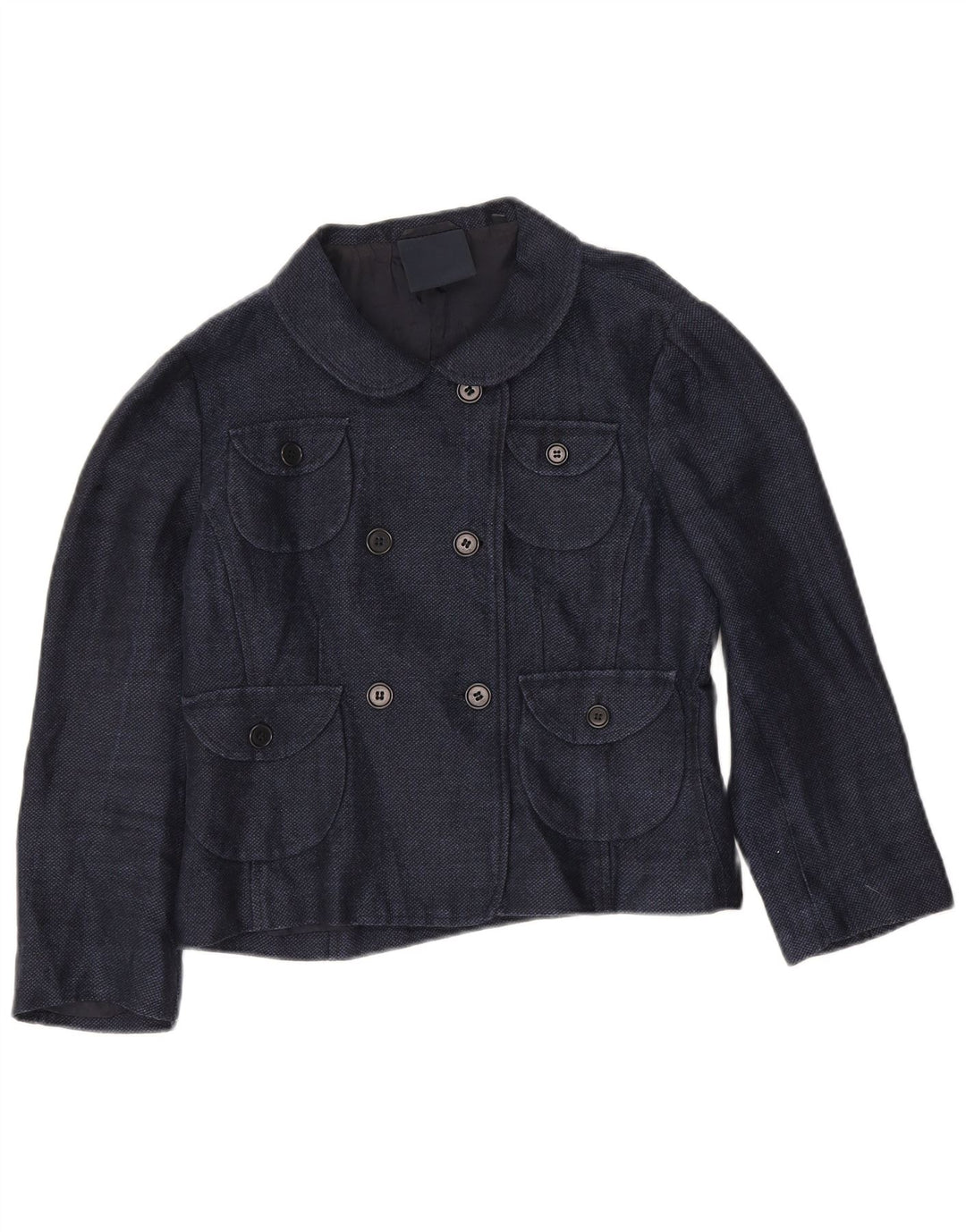 Aspesi Dame 3/4 Ærmet Ærtefrakke IT 40 Small Blue Linen
