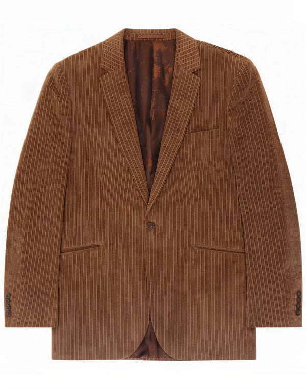 Remus Herre 1-knap Corduroy Blazer Jacket UK 46 3XL Brun Stribet
