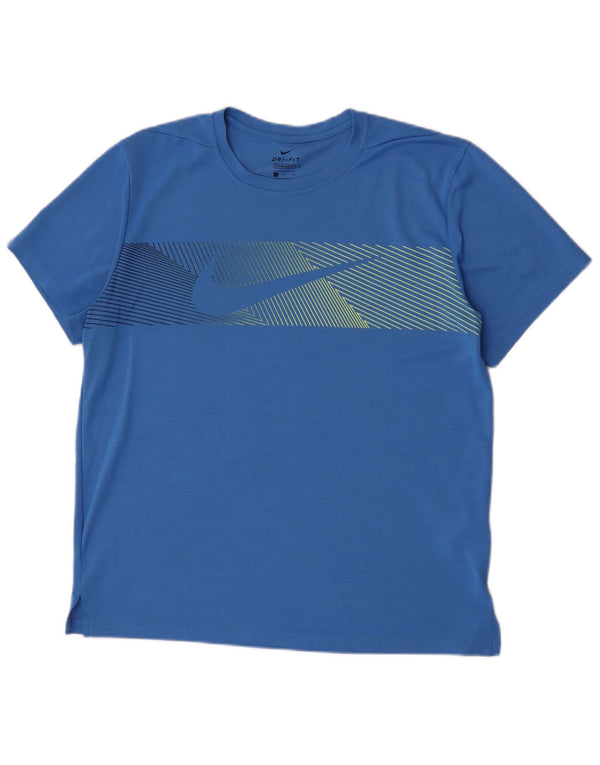 Nike kortærmet herre grafisk T-shirt-top med standard pasform Stor blå