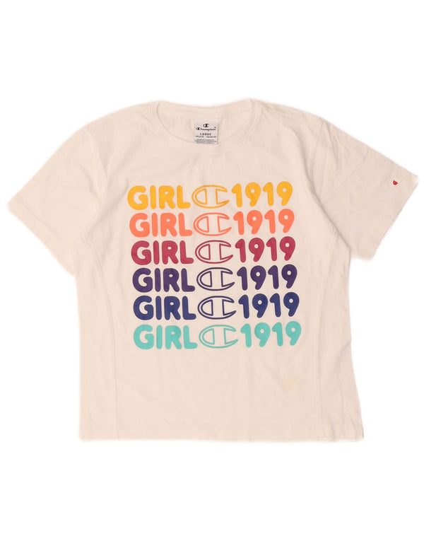 Champion Piger Grafisk T-Shirt Top 11-12 År Stor Hvid