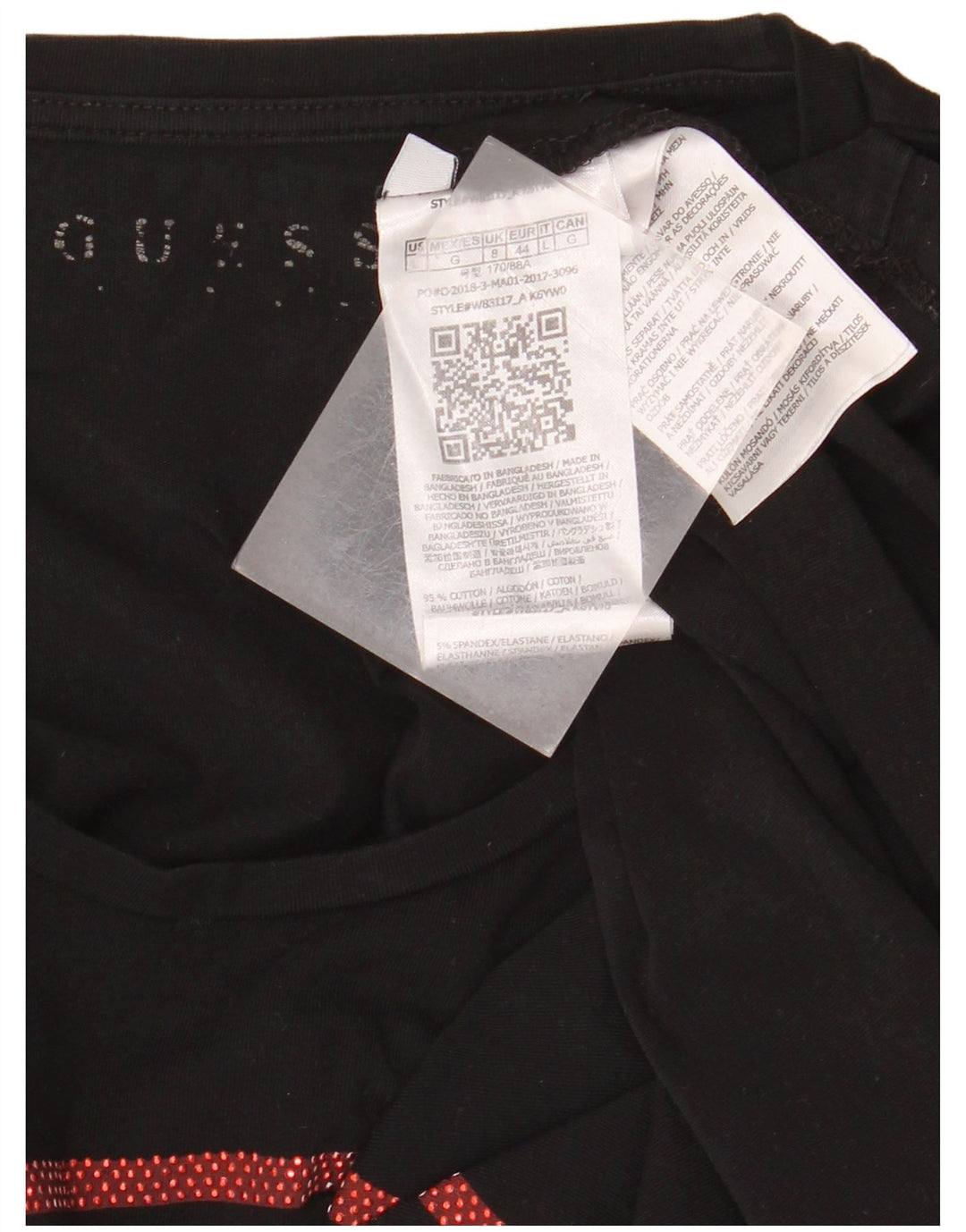 GUESS Grafisk T-shirt top til kvinder UK 8 Lille sort bomuld