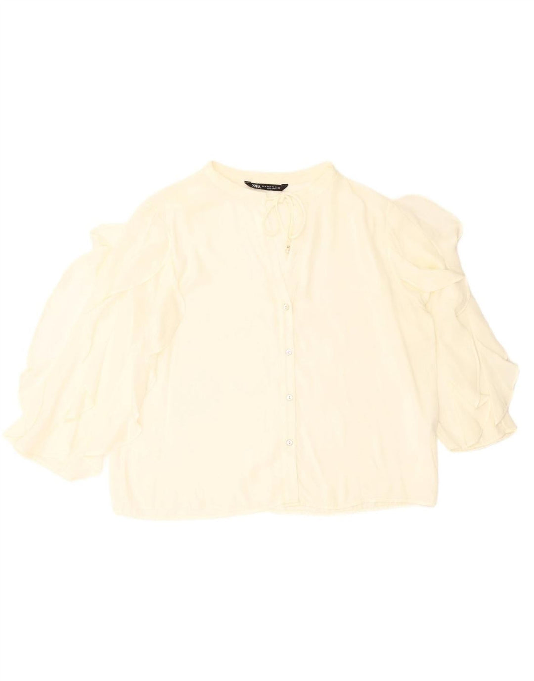 ZARA Womens 3/4 Sleeve Shirt Blouse UK 18 XL Off White Polyester