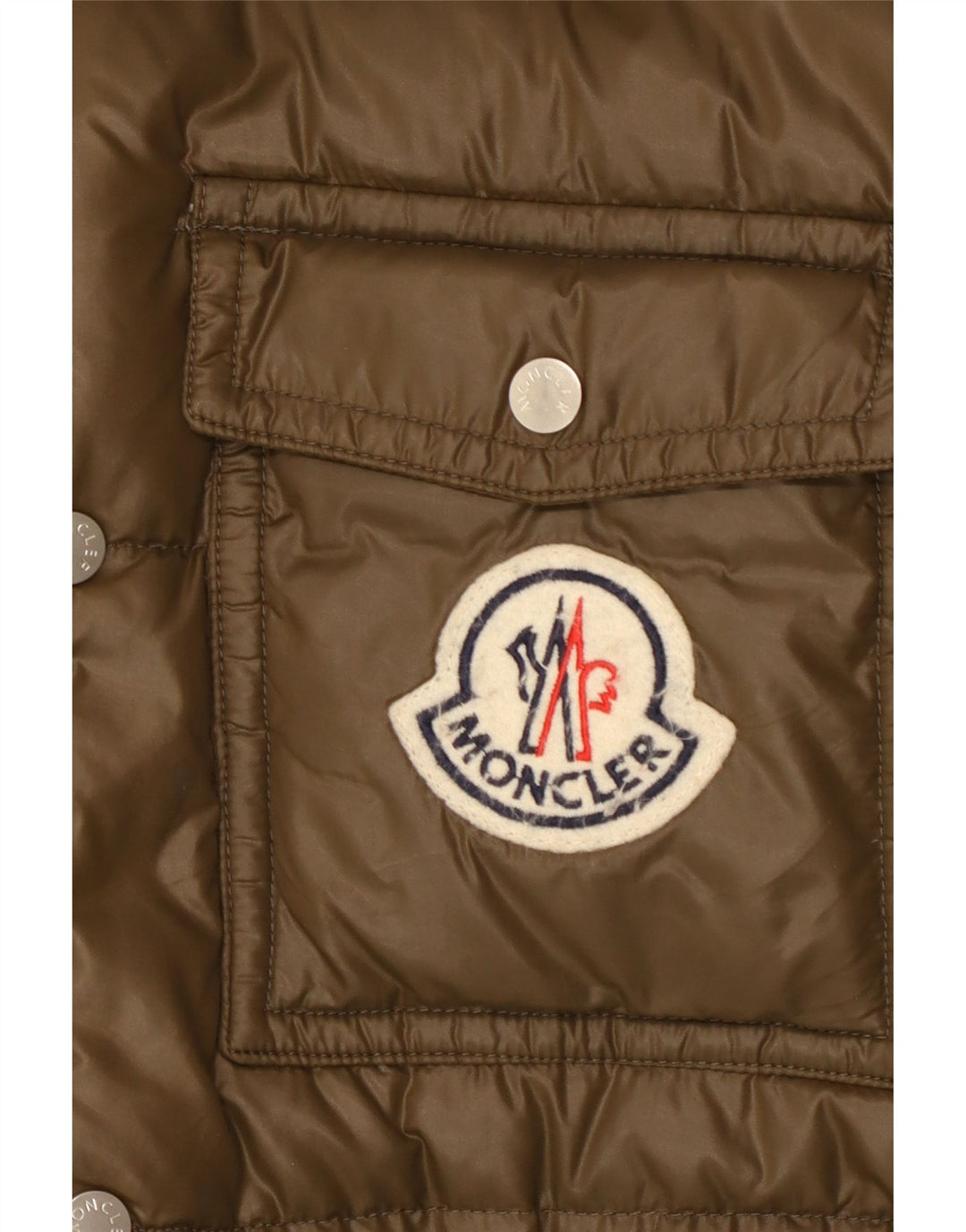 Moncler Herre grafisk hættepolstret jakke Størrelse 5 2XL Khaki Polyamid