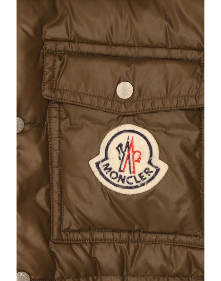 Moncler Herre grafisk hættepolstret jakke Størrelse 5 2XL Khaki Polyamid