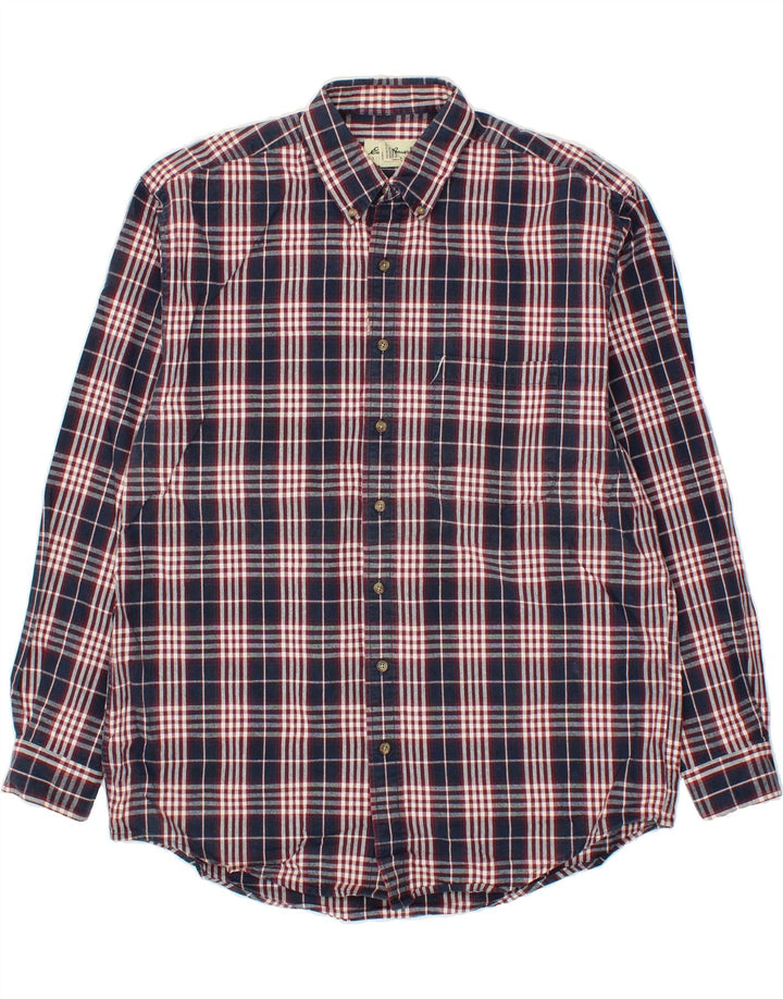 EDDIE BAUER Mens Shirt Large Navy Blue Check Cotton Vintage Eddie Bauer and Second-Hand Eddie Bauer from Messina Hembry 