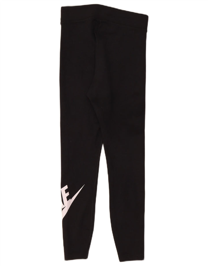 Nike Dame Grafiske Leggings UK 12 Medium Sort Bomuld