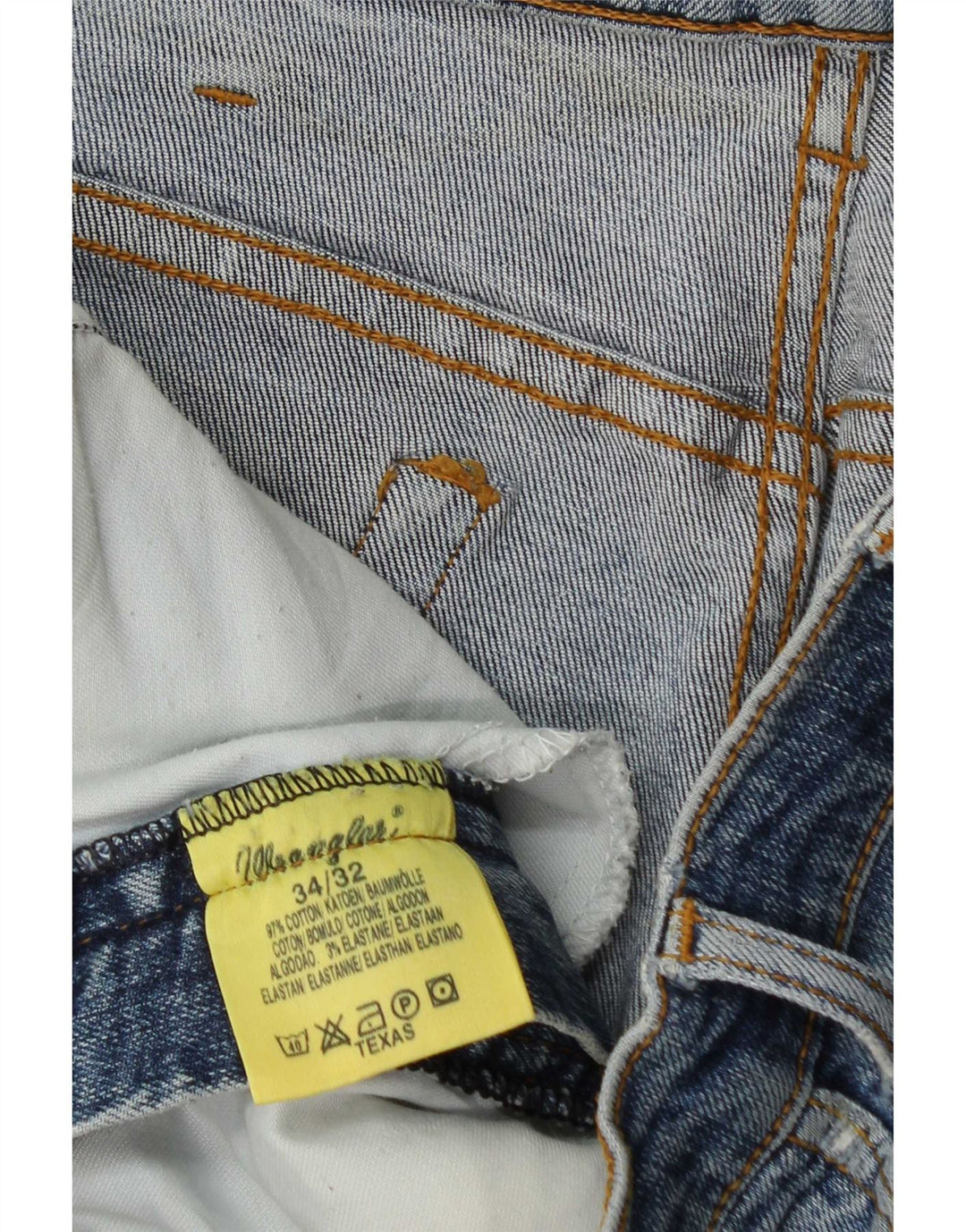 Wrangler Herre Texas Distressed Straight Jeans W34 L32 Blå Bomuld