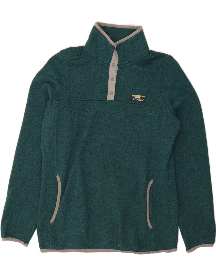 L.L.BEAN Womens Oversized Button Neck Sweatshirt Jumper UK 10 Small Green Vintage L.L.Bean and Second-Hand L.L.Bean from Messina Hembry 