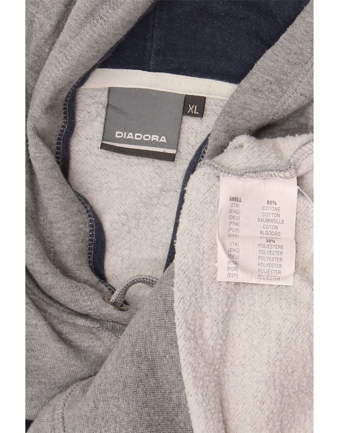 Diadora Herre grafisk hættetrøje XL Grå bomuld
