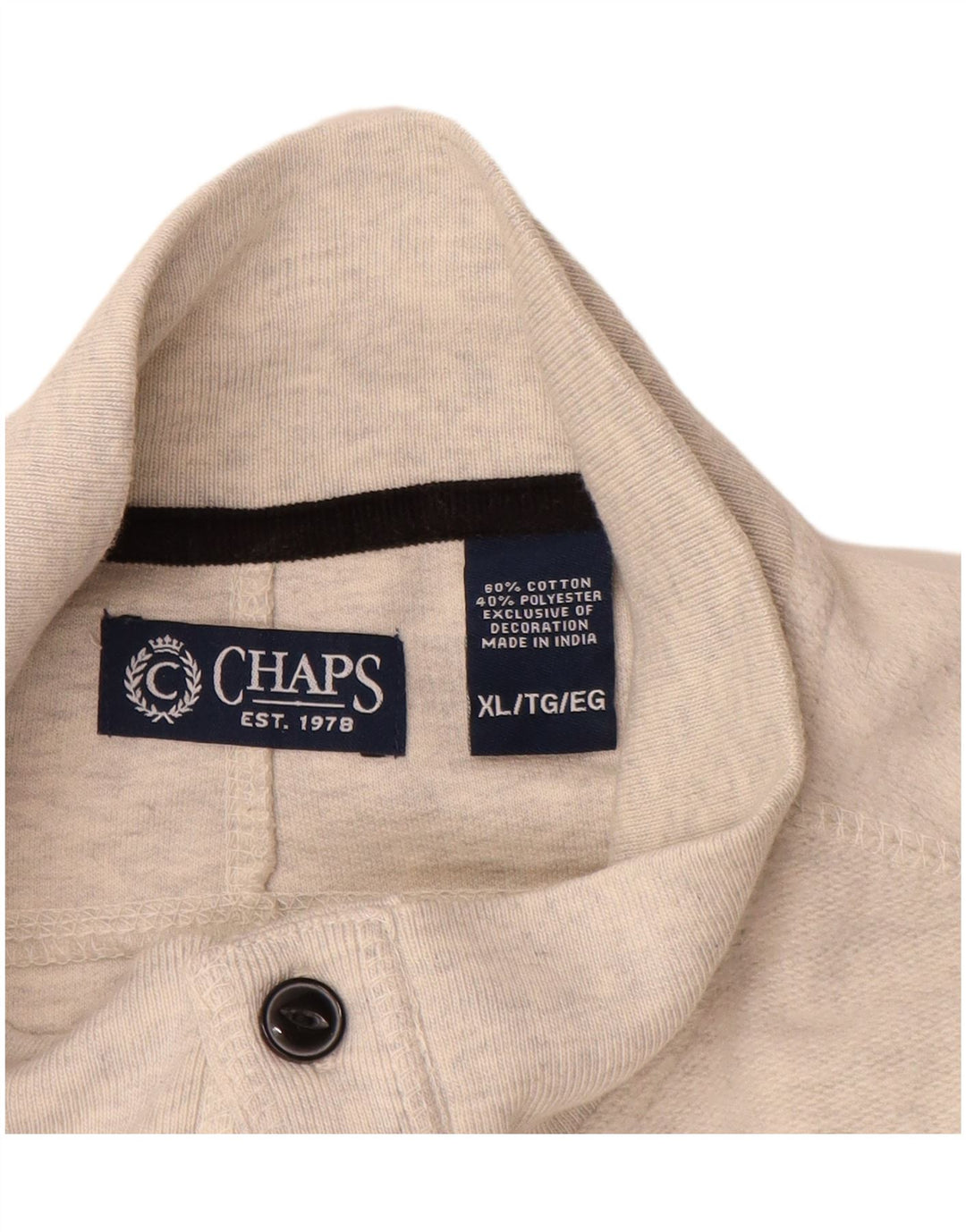 Chaps Herre Button Neck Sweatshirt Jumper XL Grå Colourblock Bomuld