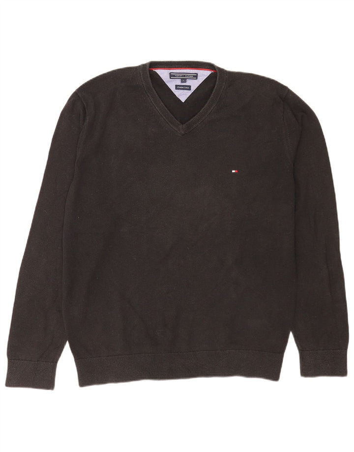 Tommy Hilfiger Herre V-hals sweater Stor Sort Bomuld