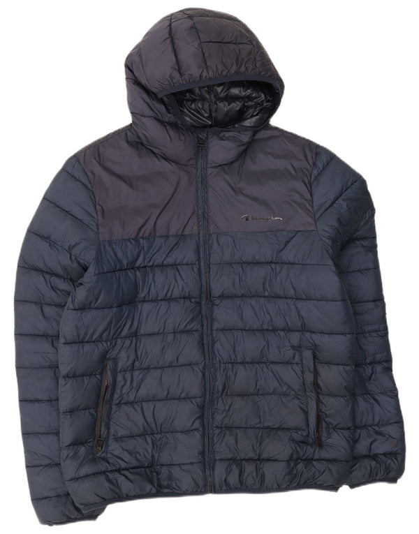 Champion Herre hættepolstret jakke UK 42 XL Navy Blue Colourblock