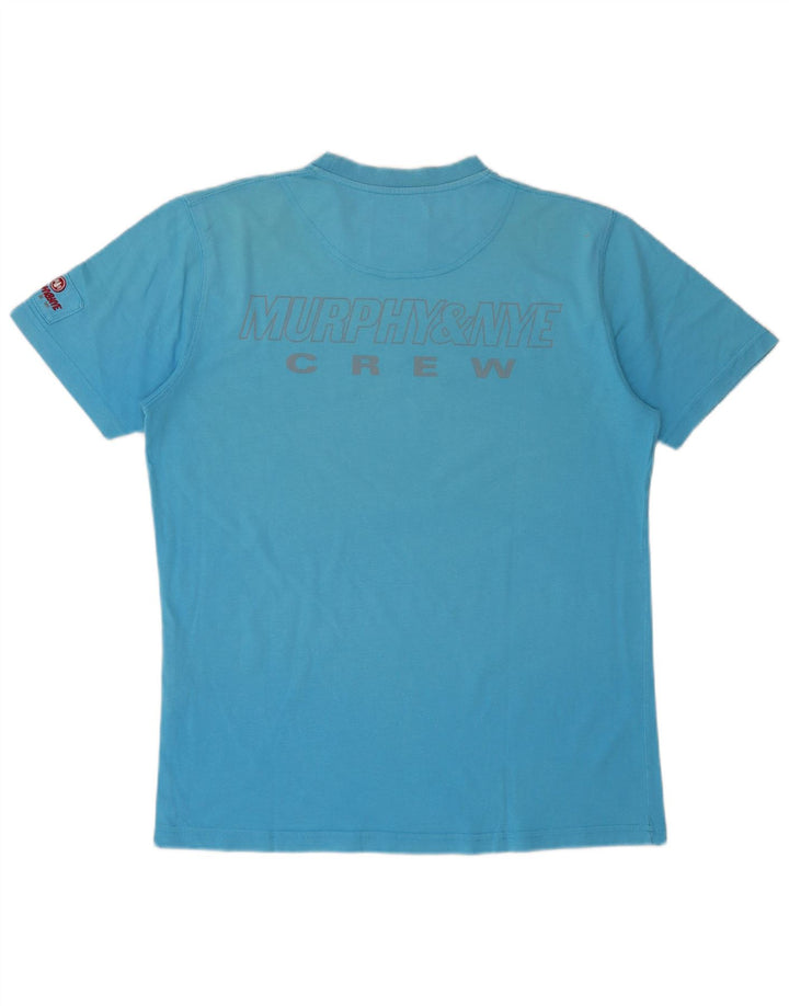 MURPHY & NYE Grafisk T-shirt top til mænd, stor blå bomuld