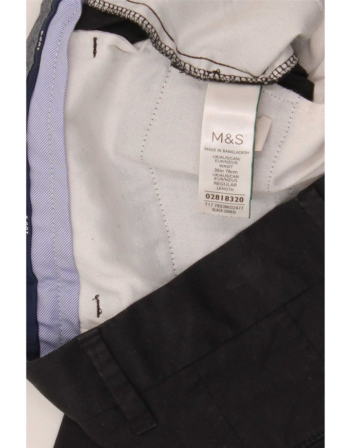 Marks & Spencer Herre Chino Shorts W30 Medium Sort Bomuld