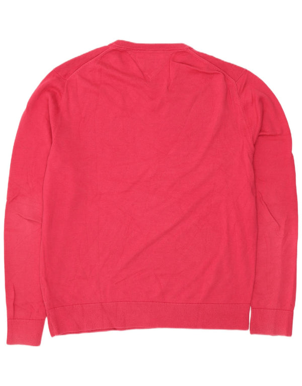 Tommy Hilfiger Herre V-hals sweater XL Pink Bomuld