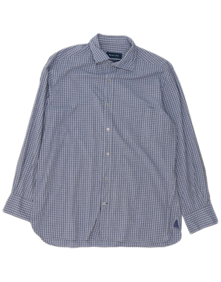 Massimo Dutti Herre Casual Fit skjorte Stor blå ternet bomuld