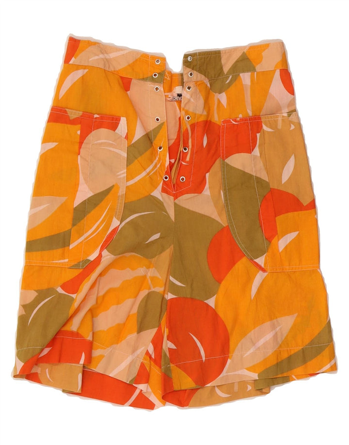 TOUCHE Womens Abstract Pattern Bermuda Shorts IT 42 Medium W26  Orange Vintage Touche and Second-Hand Touche from Messina Hembry 